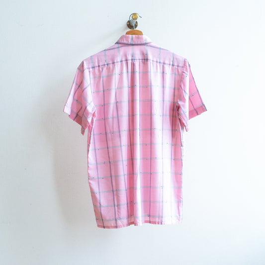 soft pink checkered vintage shirt with white and black lines fresh vintage
