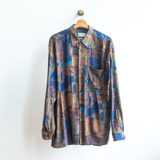 dark blue nineties patterned vintage shirt