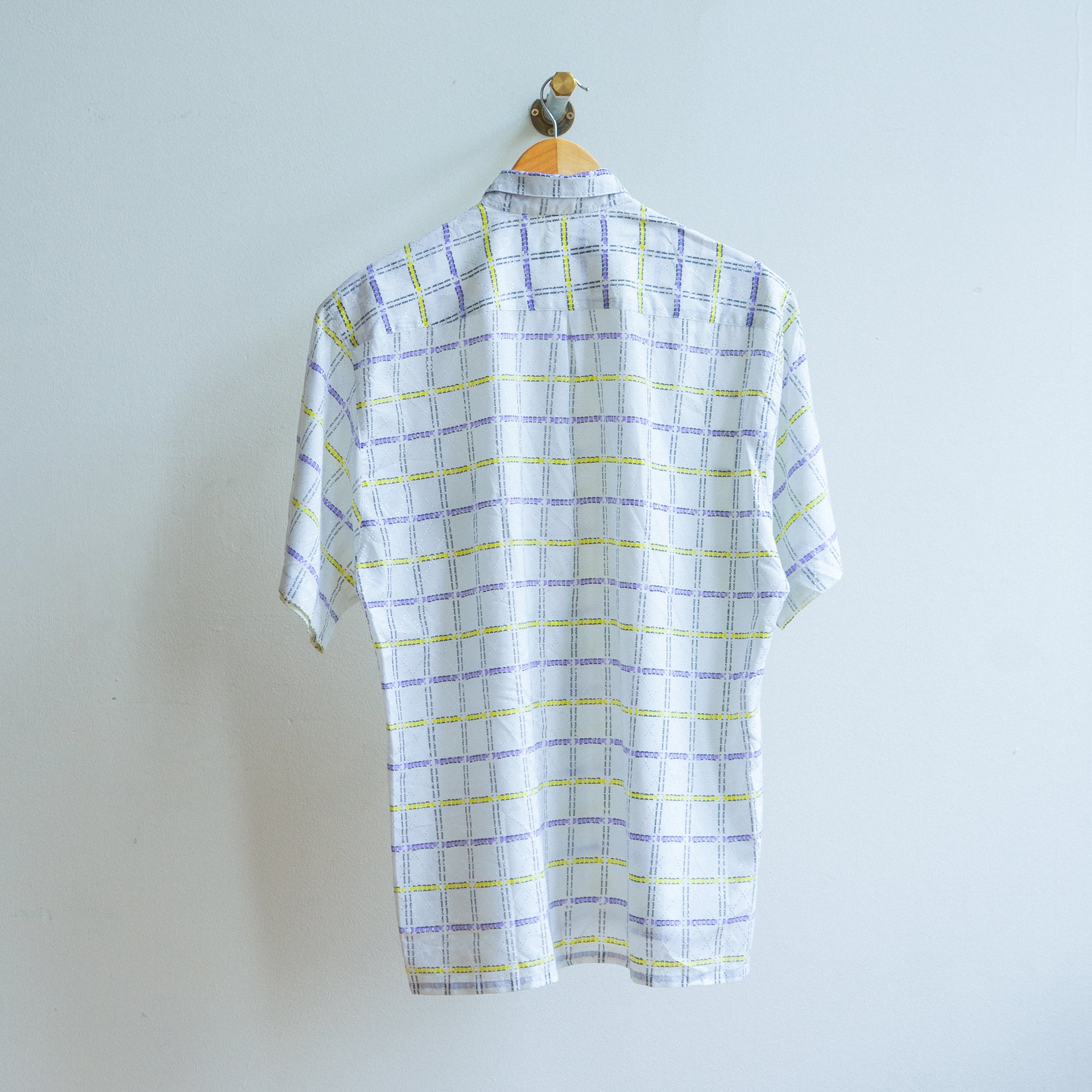 vintage shirt with squares in purple yellow and white for men and women unisex vintage shirt from fresh vintage