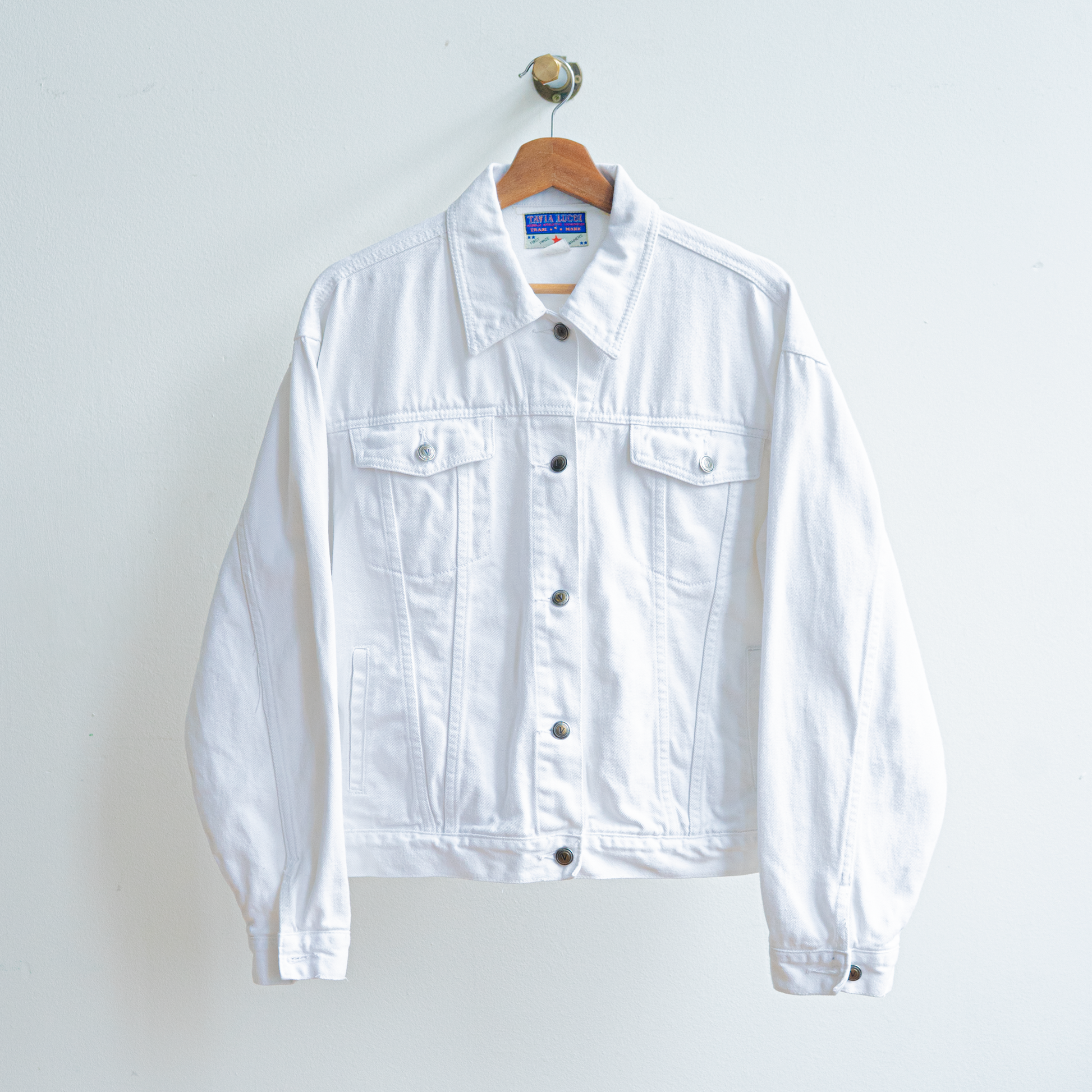 witte jaren 90 vintage jeansjas met lange mouwen