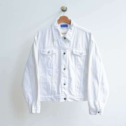 witte jaren 90 vintage jeansjas met lange mouwen