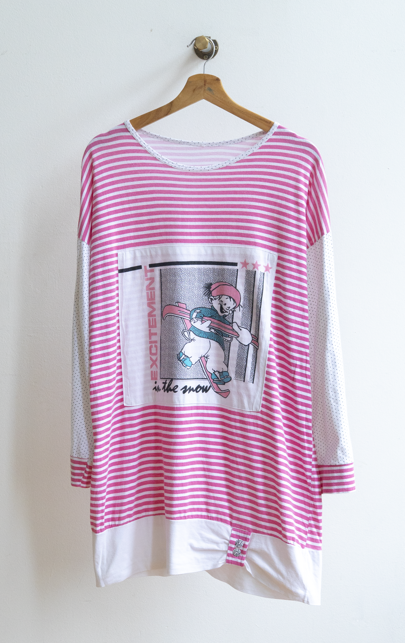 pyjamashirt 80s fresh vintage white pink striped