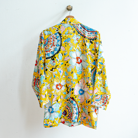 Funky gele vintage blazer achterkant
