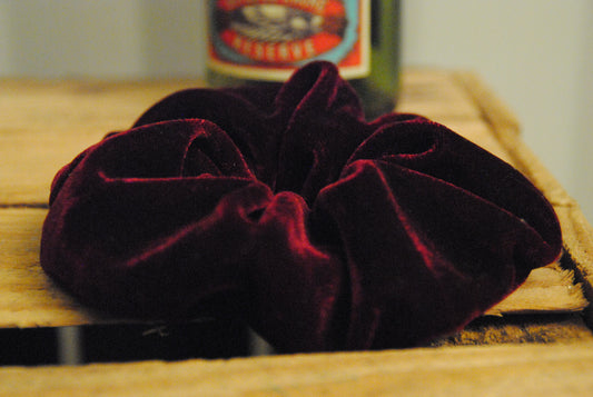 Handmade red velvet scrunchie